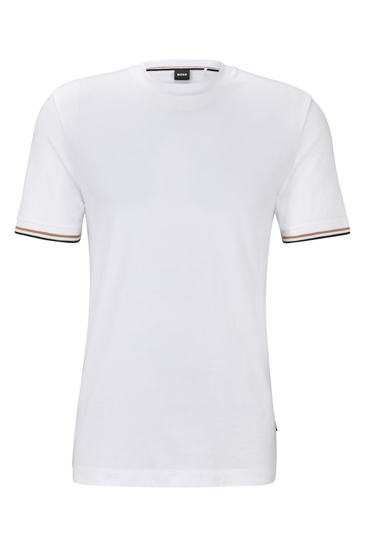 BOSS White BOSS Cotton Jersey Signature Stripe T-Shirt - Image 5 of 5