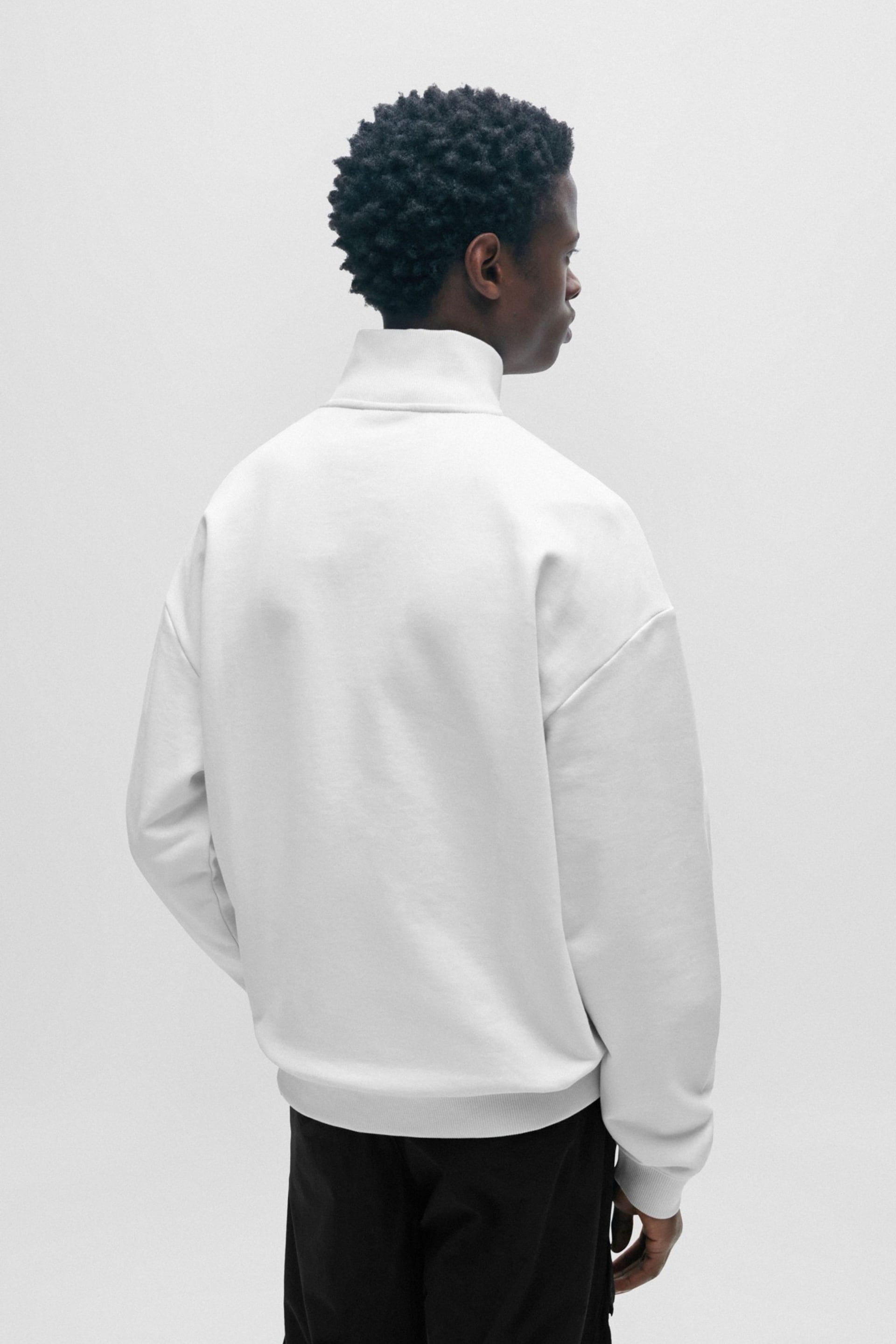HUGO White Relaxed Fit Zip Neck Sweatshirt - Image 2 of 5