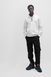 HUGO White Relaxed Fit Zip Neck Sweatshirt - Image 3 of 5