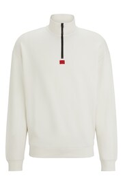 HUGO White Relaxed Fit Zip Neck Sweatshirt - Image 5 of 5