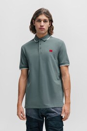 HUGO Cotton-Piqué Slim-Fit Polo Shirt With Logo Label - Image 1 of 5