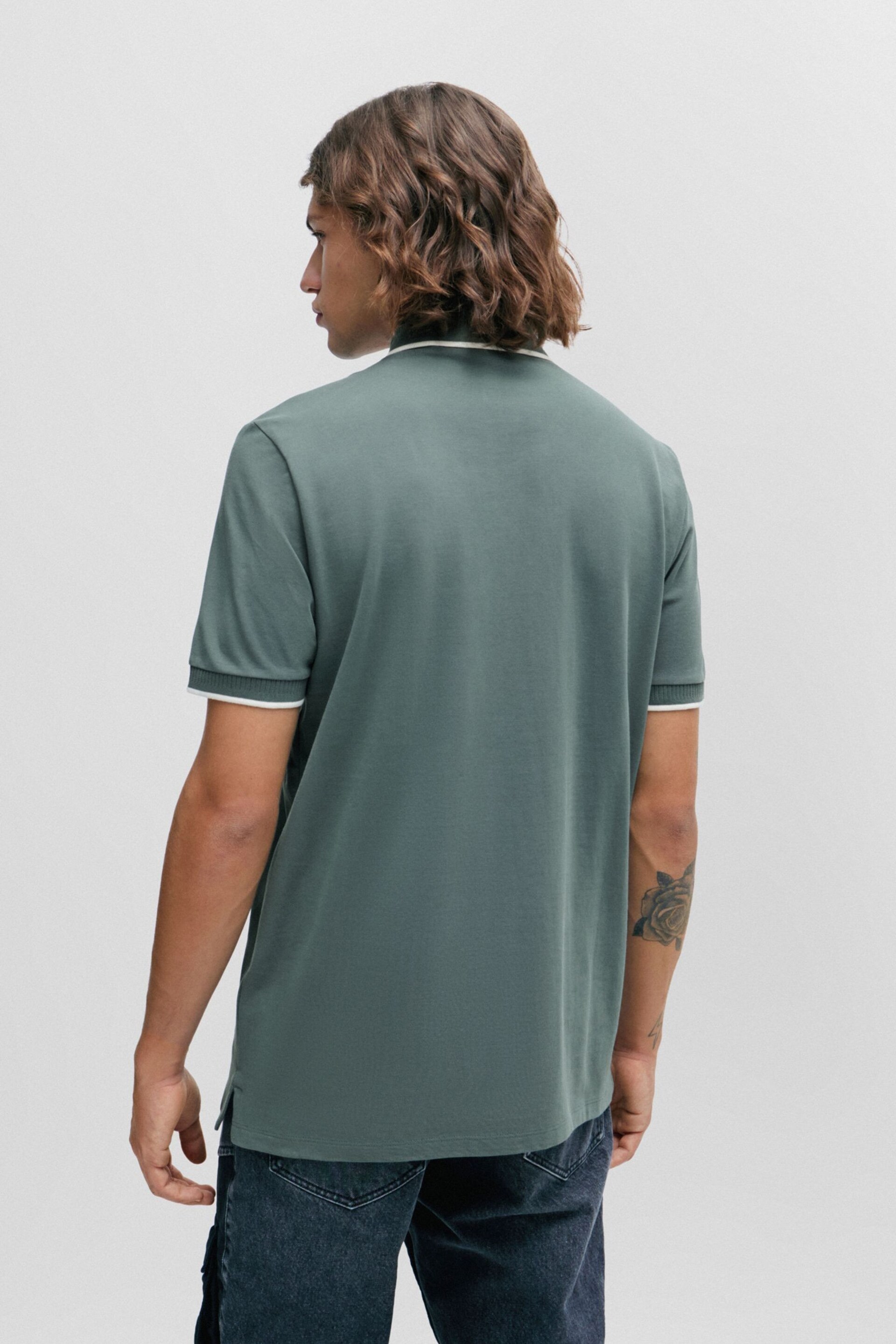 HUGO Cotton-Piqué Slim-Fit Polo Shirt With Logo Label - Image 2 of 5