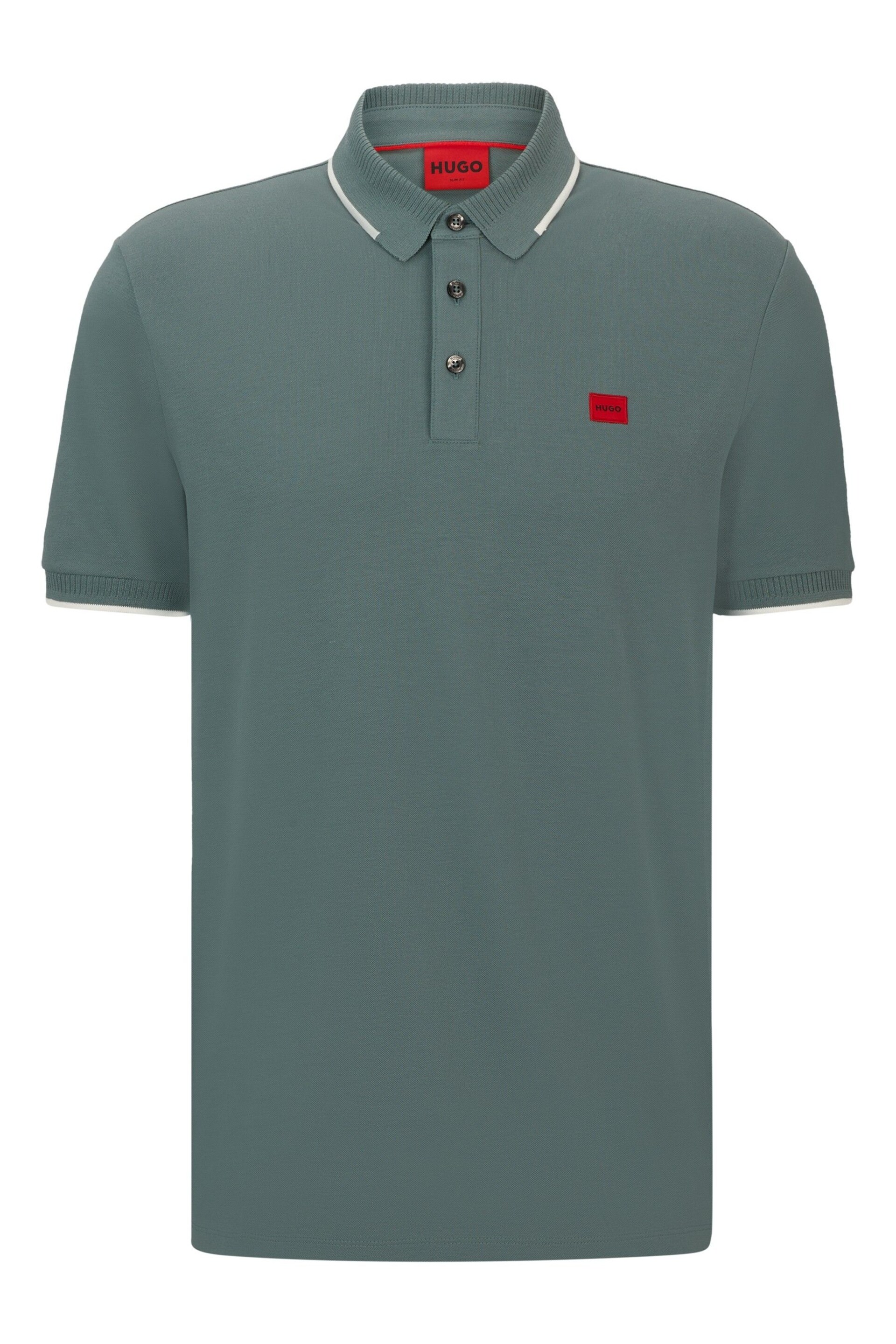HUGO Cotton-Piqué Slim-Fit Polo Shirt With Logo Label - Image 5 of 5