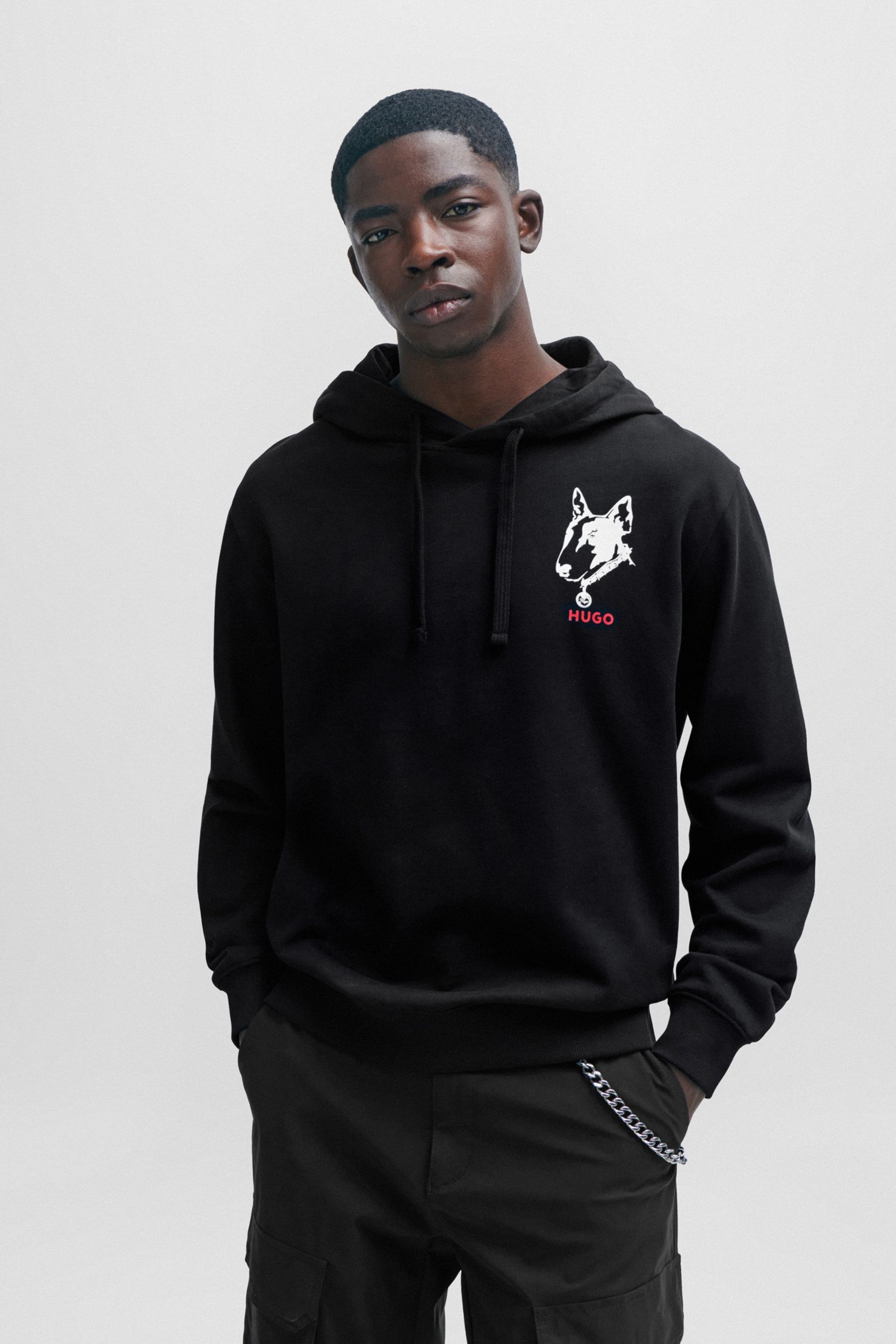 Hugo black hoodie new arrivals
