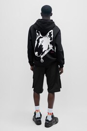 HUGO Black Dog Graphic Relaxed Fit Hoodie - Image 4 of 6