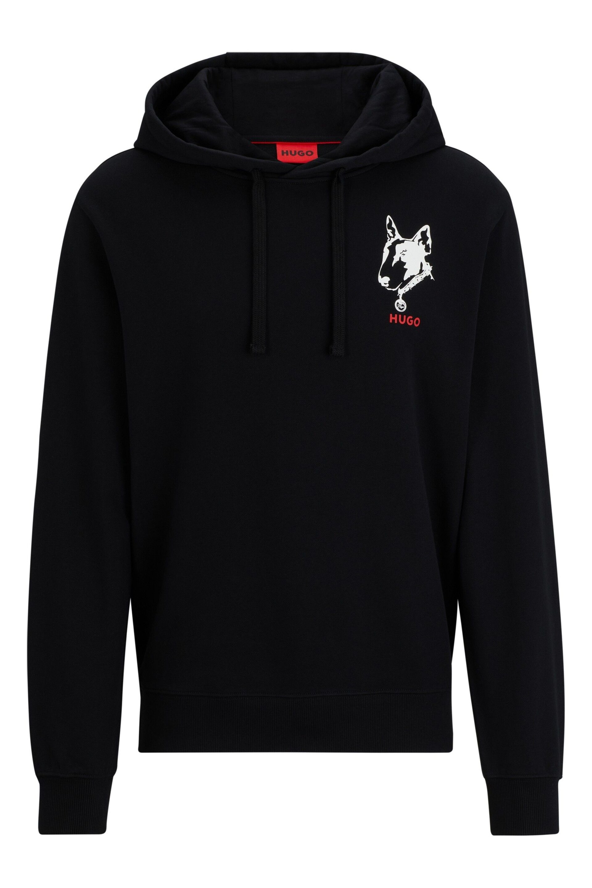 HUGO Black Dog Graphic Relaxed Fit Hoodie - Image 6 of 6