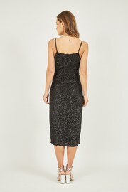 Mela Black Sequin Fitted Wrap Midi Dress - Image 2 of 5