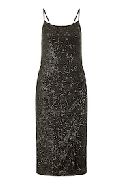 Mela Black Sequin Fitted Wrap Midi Dress - Image 5 of 5