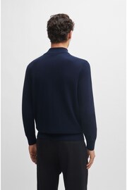 BOSS Dark Blue Zip Neck Premium Knitted Jumper - Image 2 of 5