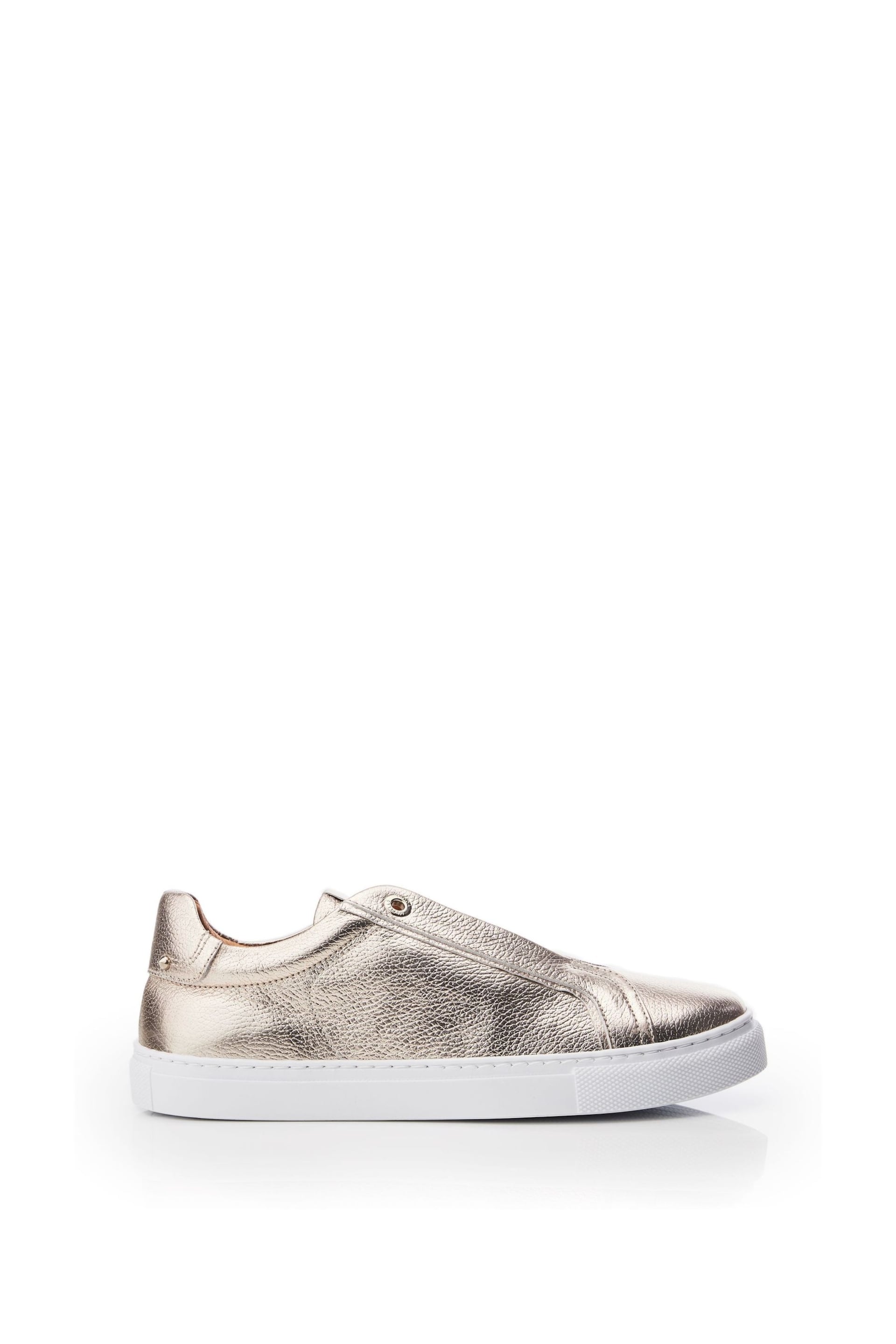 Moda in Pelle Bencina Slip On White Trainers with Elastic - Image 1 of 4