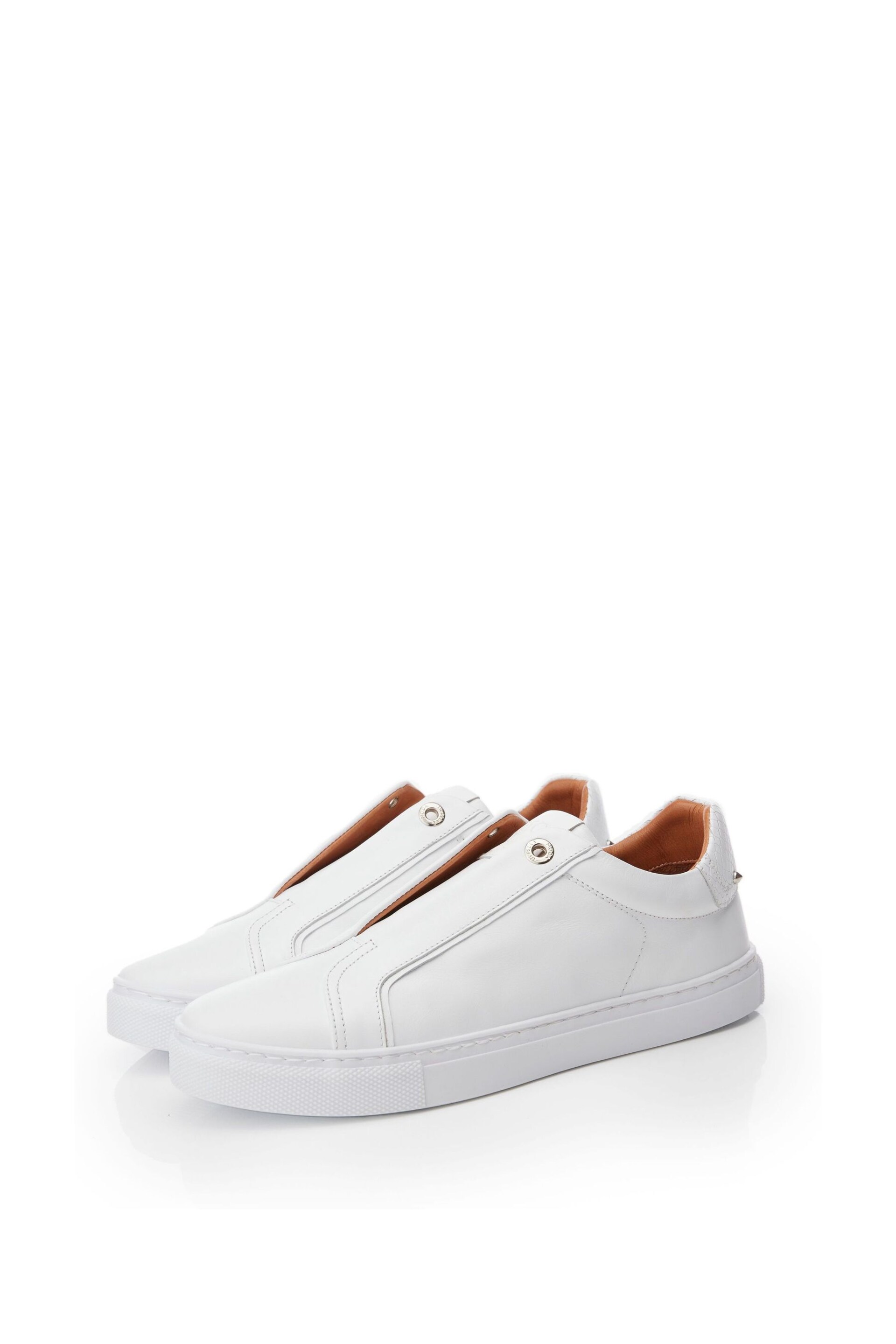 Moda in Pelle Bencina Slip On White Trainers with Elastic - Image 2 of 5