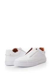 Moda in Pelle Bencina Slip On White Trainers with Elastic - Image 3 of 5