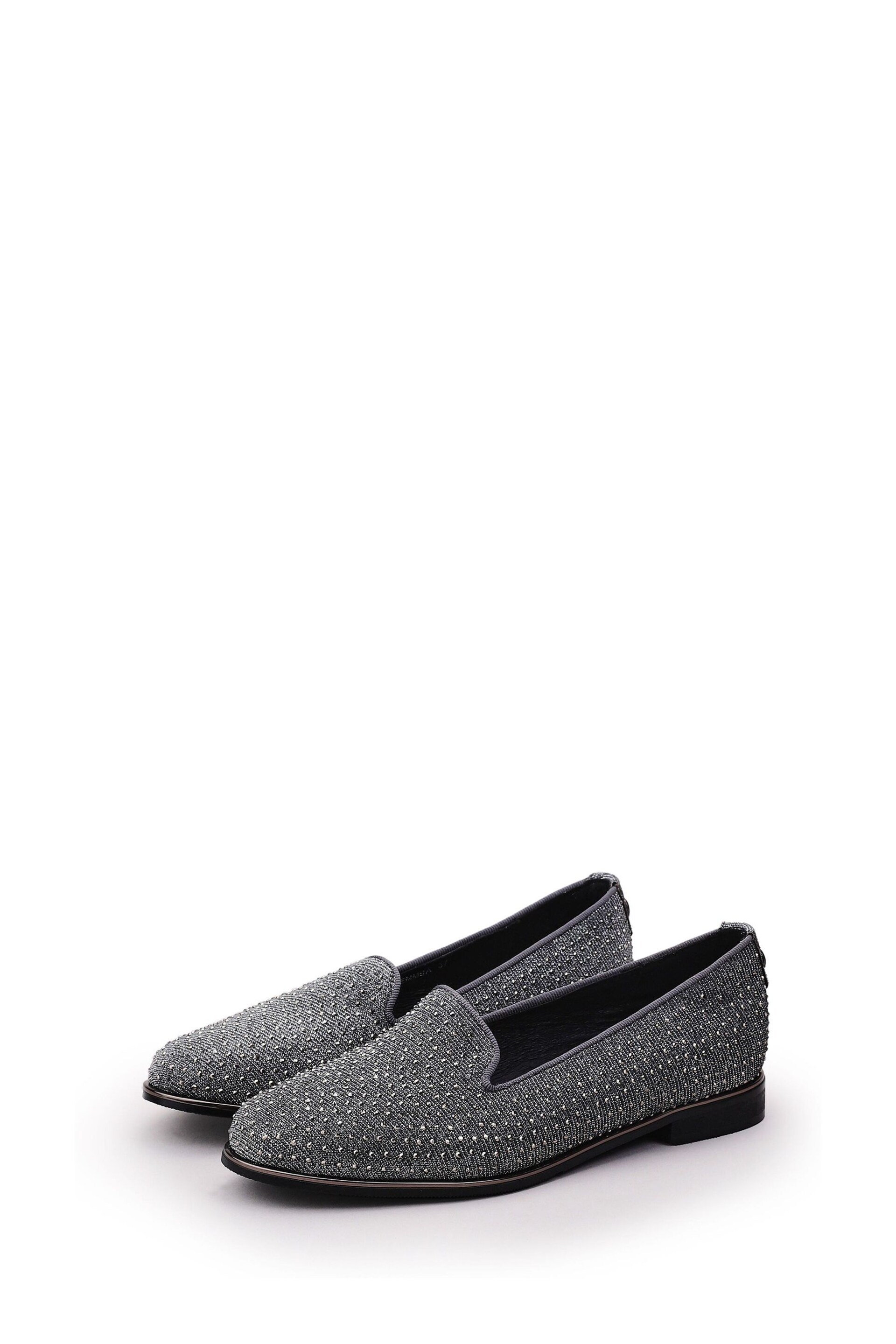 Moda in Pelle Grey Emmas Slip Ons Embellished Smart Shoes - Image 2 of 4