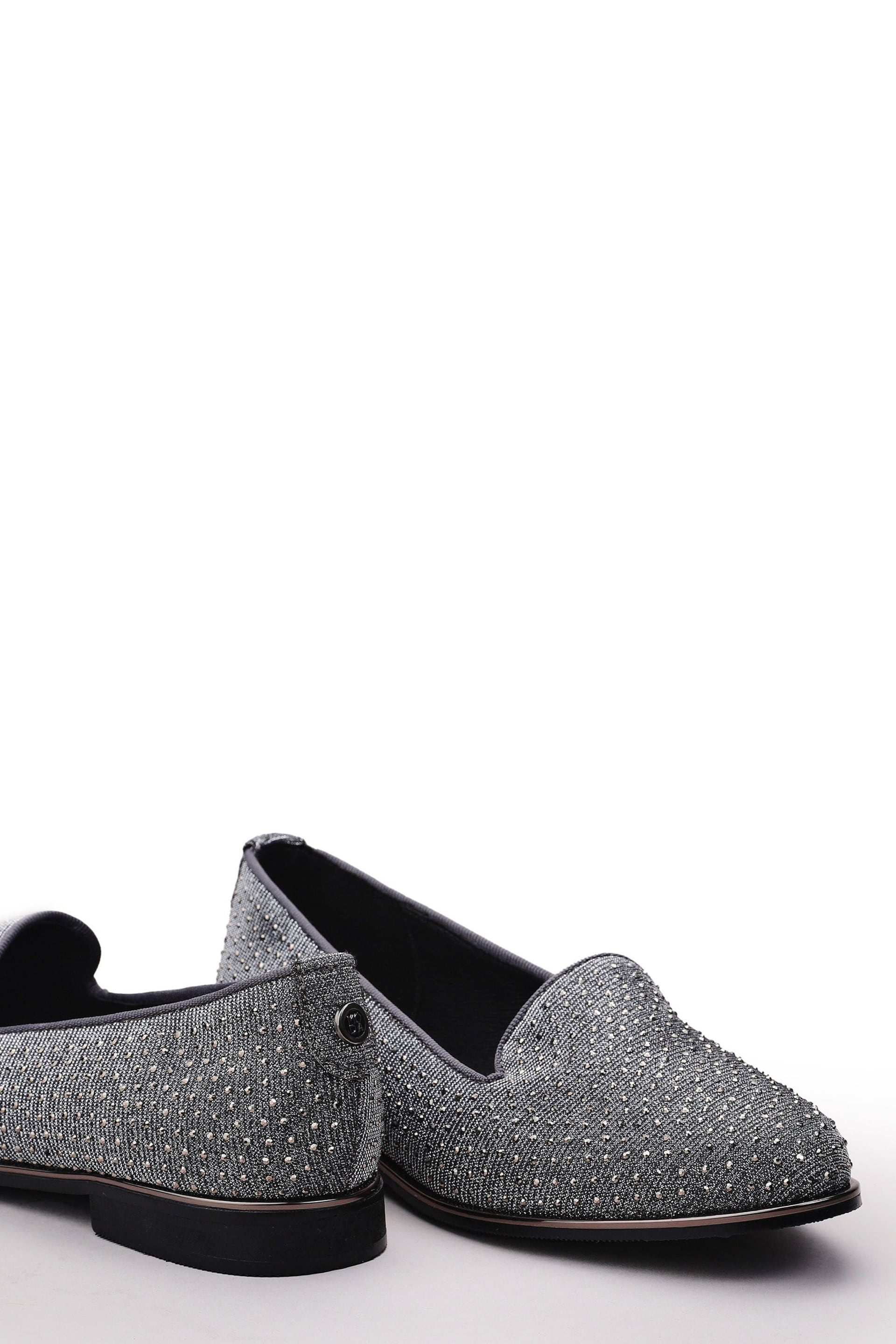 Moda in Pelle Grey Emmas Slip Ons Embellished Smart Shoes - Image 4 of 4