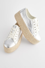 Silver Forever Comfort® Chunky Flatform Espadrille Lace Up Trainers - Image 7 of 9
