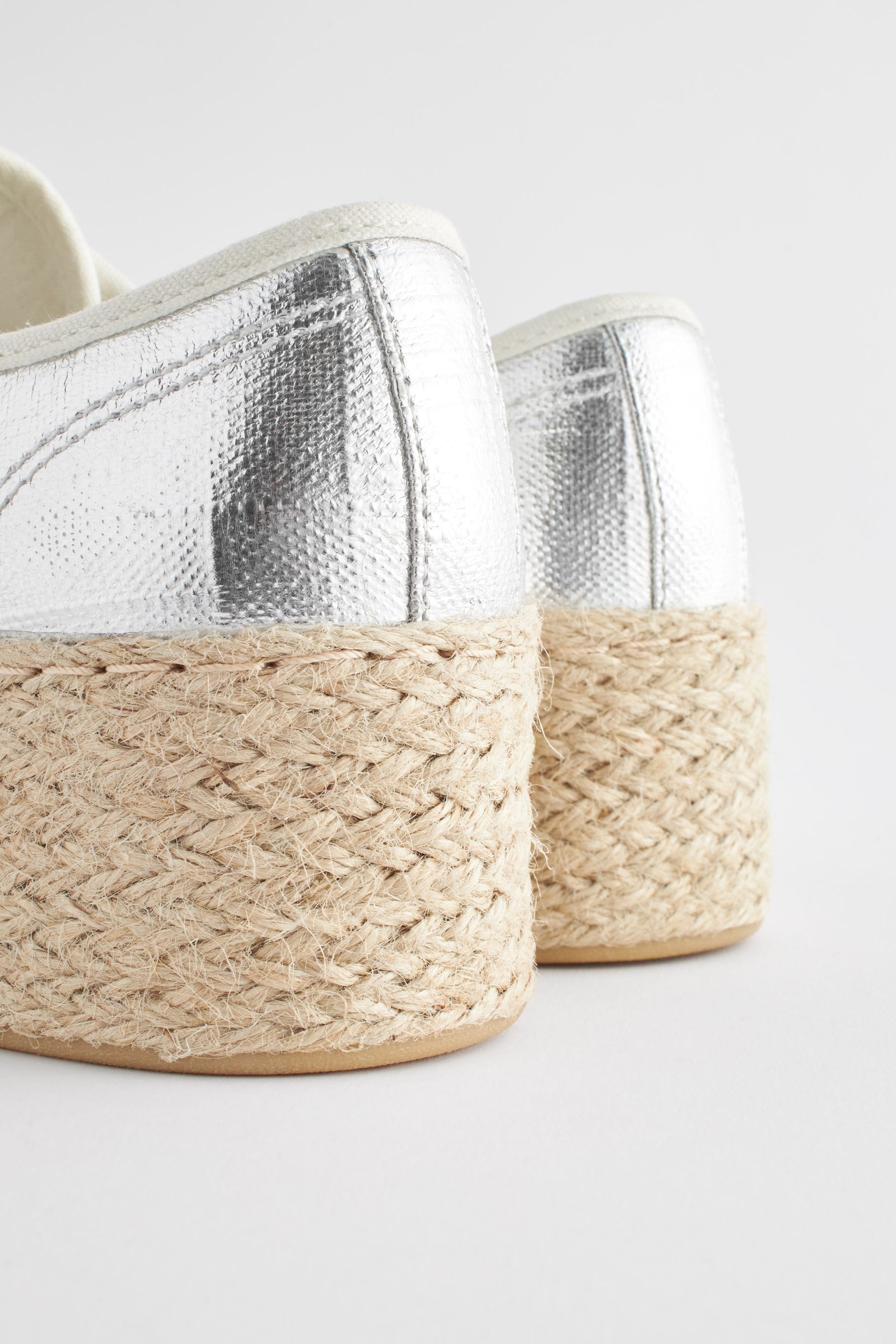 Buy Silver Forever Comfort Chunky Flatform Espadrille Lace Up Trainers from Next Luxembourg