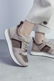 Moda in Pelle Addele Slab Sole Lace Up Trainers With Snake Pu - Image 1 of 3