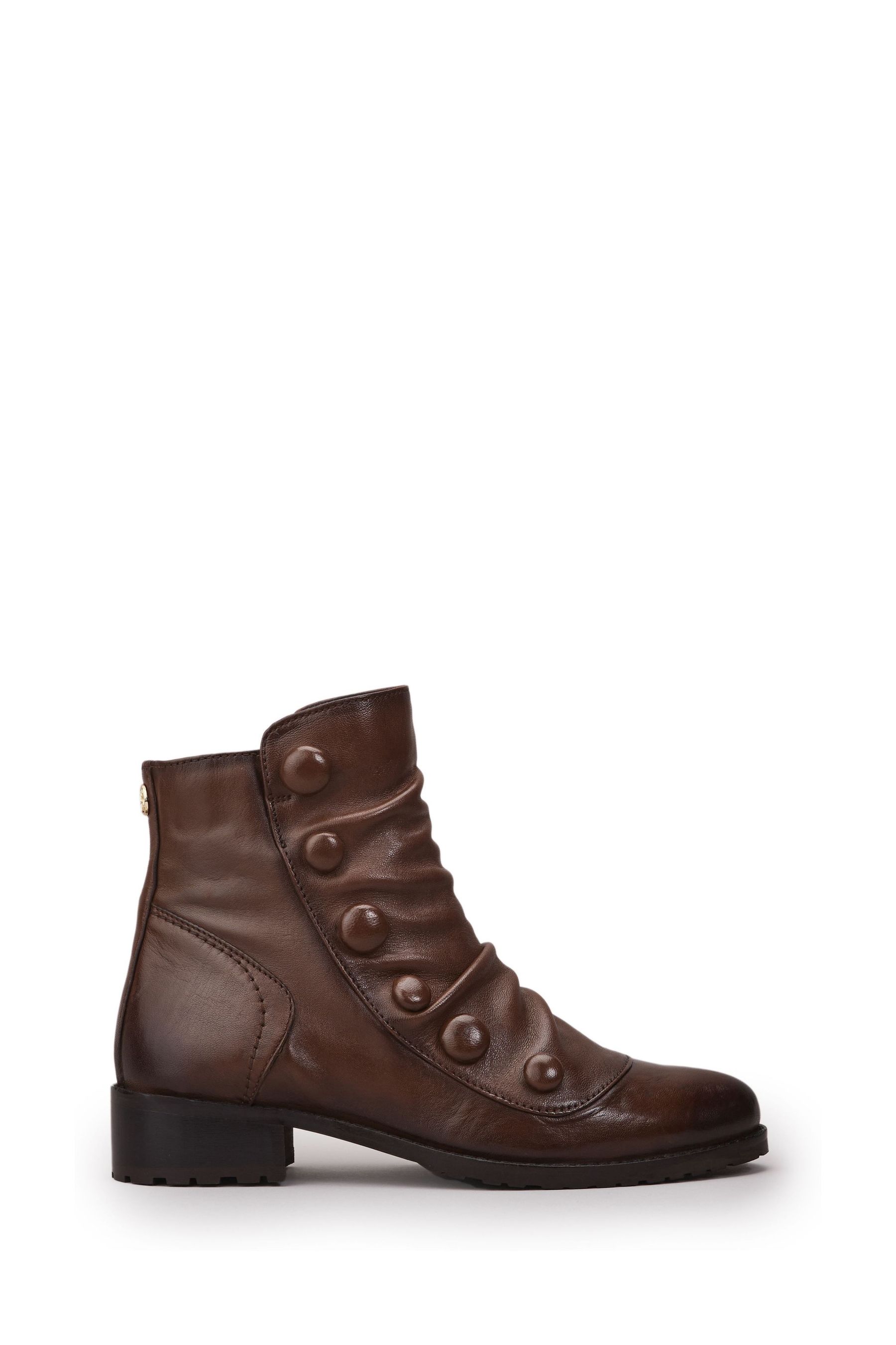 Buy Moda in Pelle Bronwen Short Boots With Ruched Front and Side Buttons from Next Luxembourg