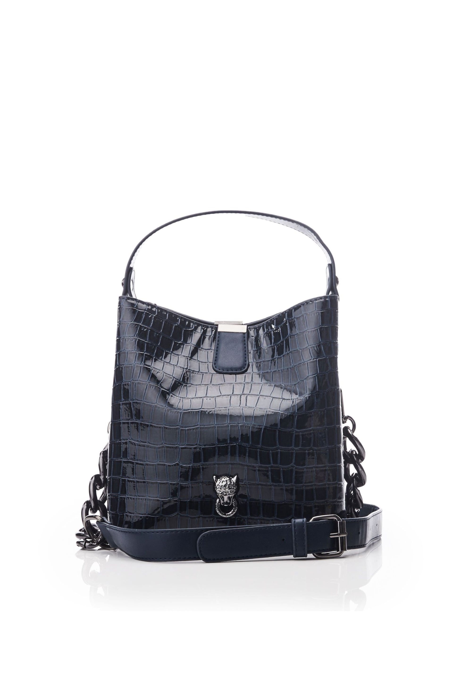 Moda in Pelle Adriana Polished Croc Bucket Bag - Image 1 of 5