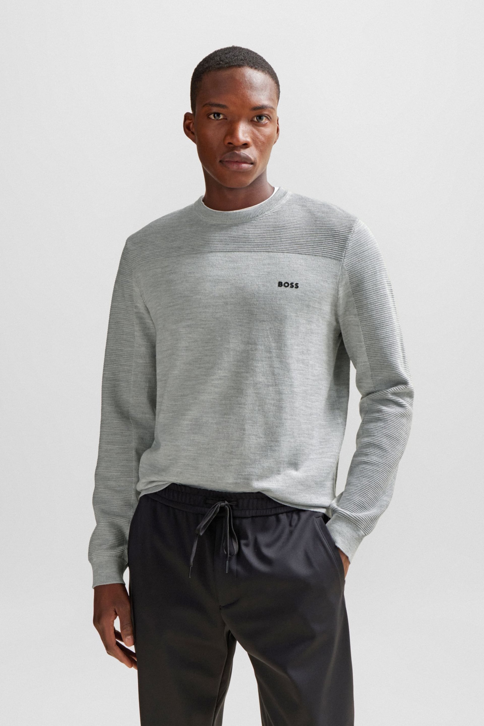 BOSS Grey Grey Dry Flex Wool Blend Sweatshirt - Image 1 of 5