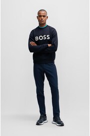 BOSS Blue Cotton-Blend Sweatshirt With HD Logo Print - Image 3 of 5