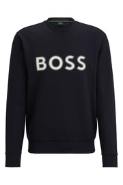 BOSS Blue Cotton-Blend Sweatshirt With HD Logo Print - Image 5 of 5