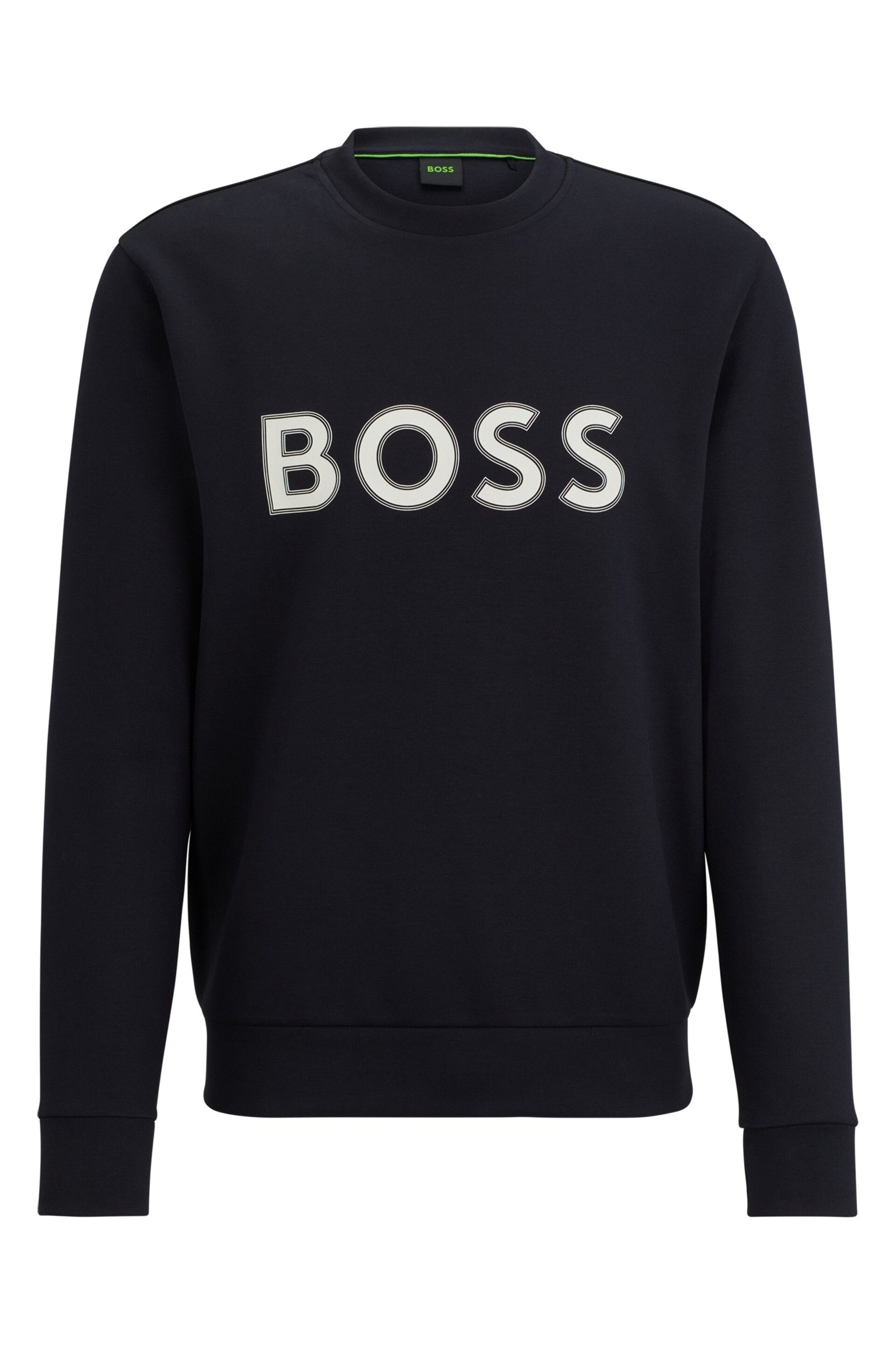 BOSS Blue Cotton-Blend Sweatshirt With HD Logo Print - Image 5 of 5