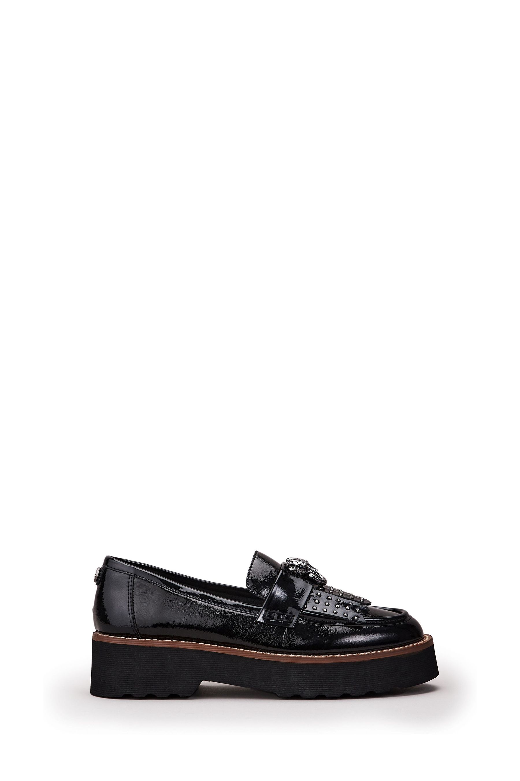 Buy Moda in Pelle Evaleah Chunky Platform Black Shoes With Studded Tassles from Next Belgium