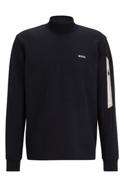 BOSS Navy Blue Cotton-Blend Sweatshirt With HD Logo Print - Image 5 of 5