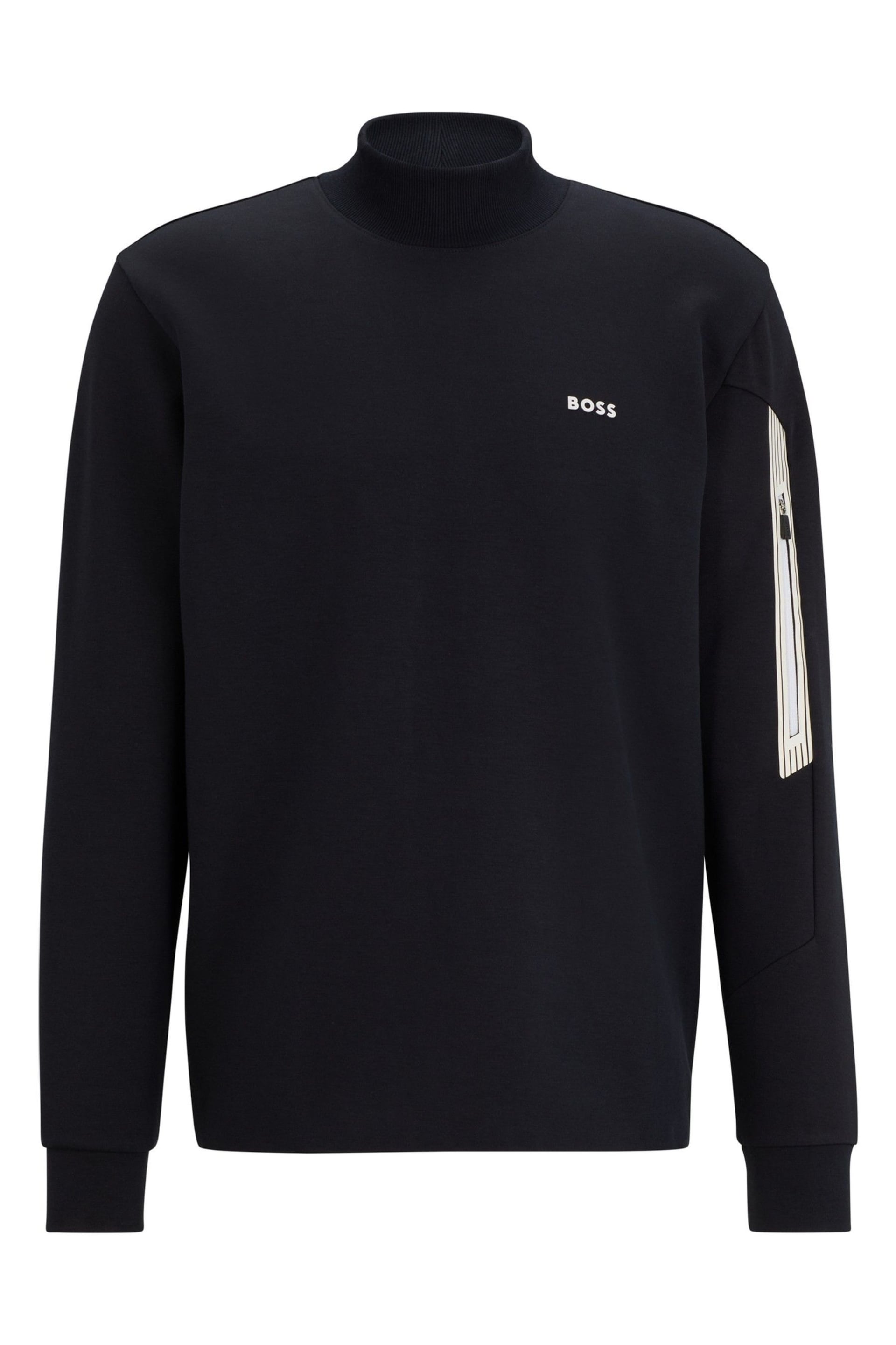 BOSS Navy Blue Cotton-Blend Sweatshirt With HD Logo Print - Image 5 of 5
