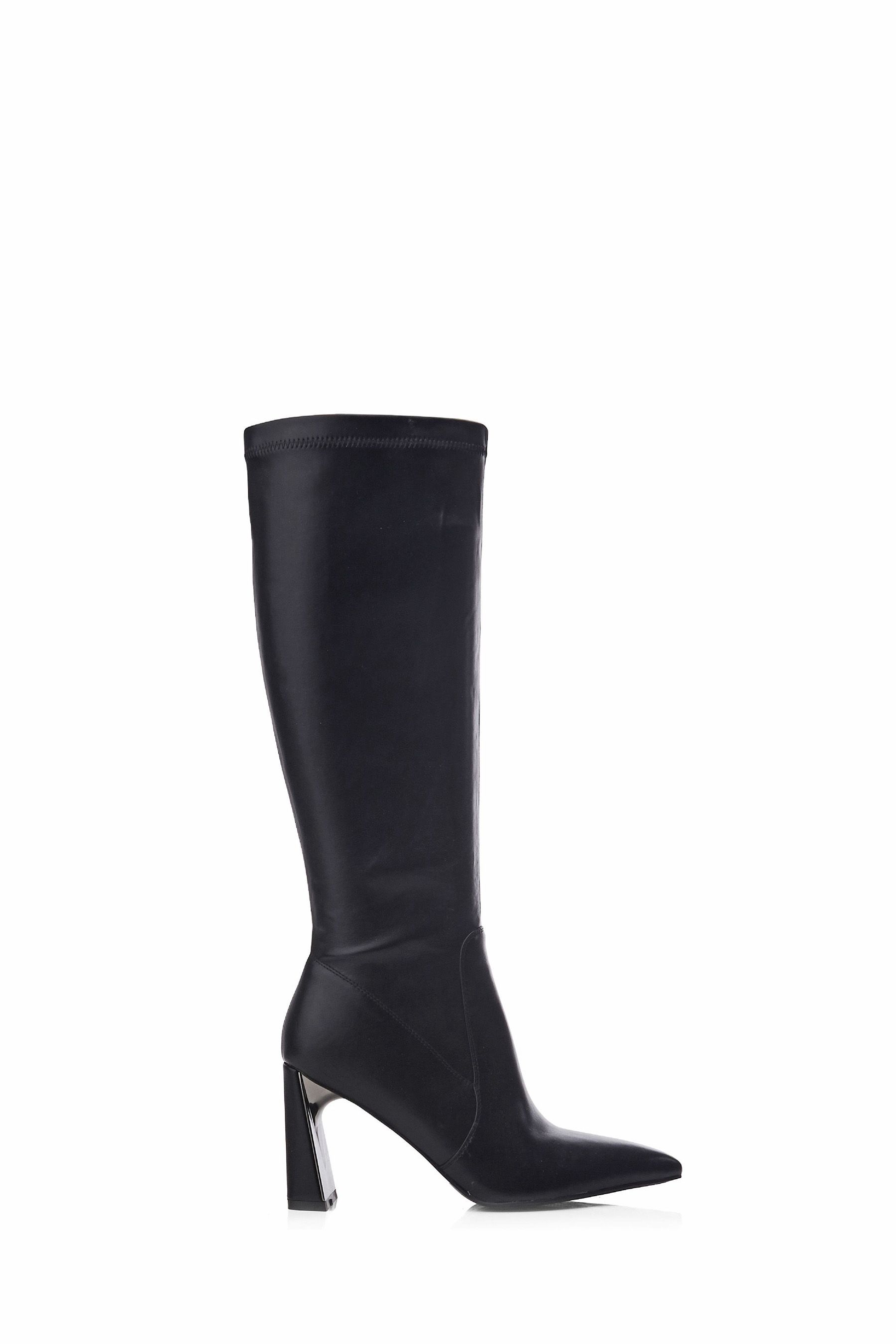 Buy Moda in Pelle Tamika Slim Heel Metal Back Stretch Long Smart Black Boots from Next Canada