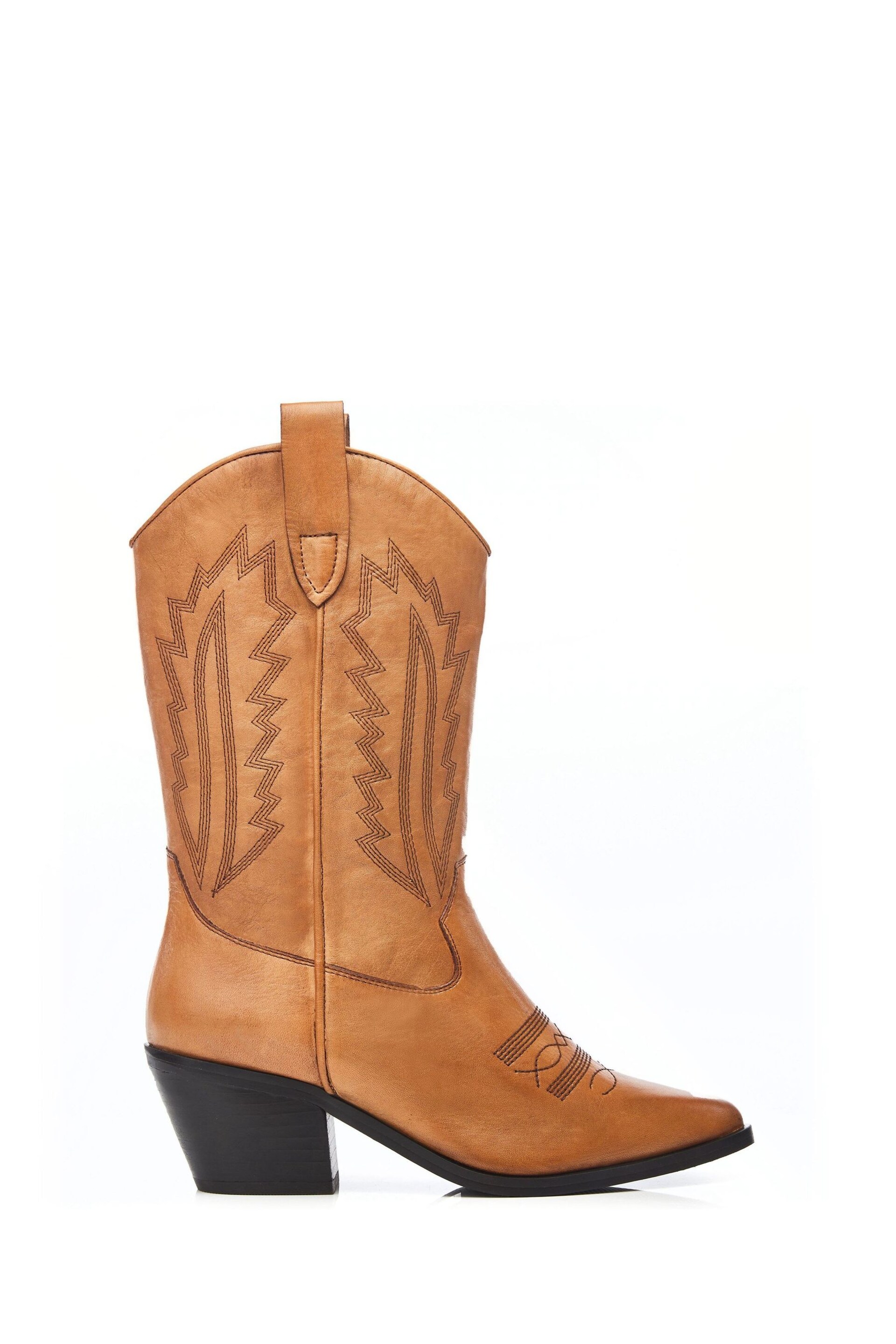 Moda in Pelle Heston Calf Height Western Black Boots - Image 1 of 4