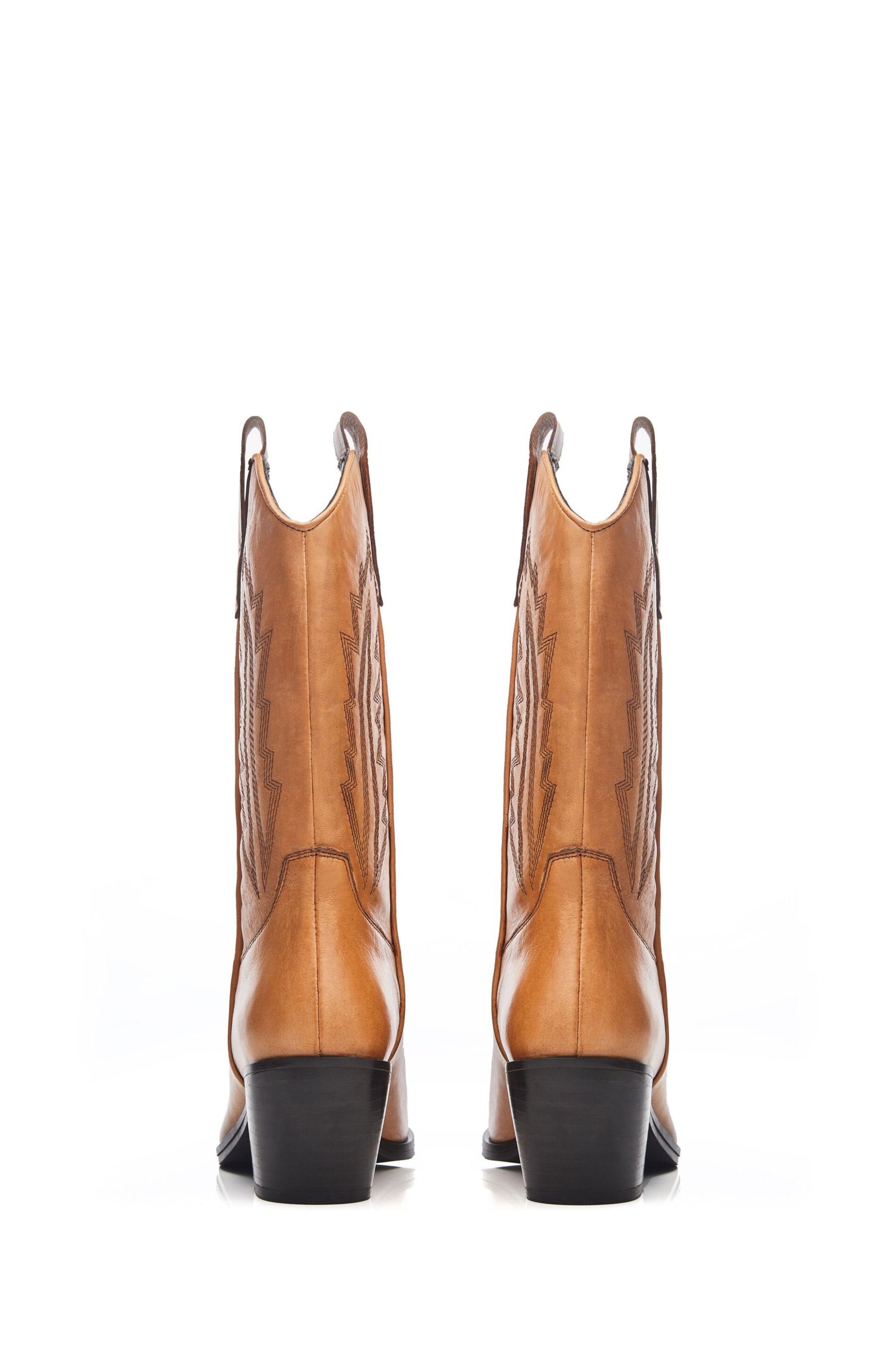 Moda in Pelle Heston Calf Height Western Black Boots - Image 3 of 4
