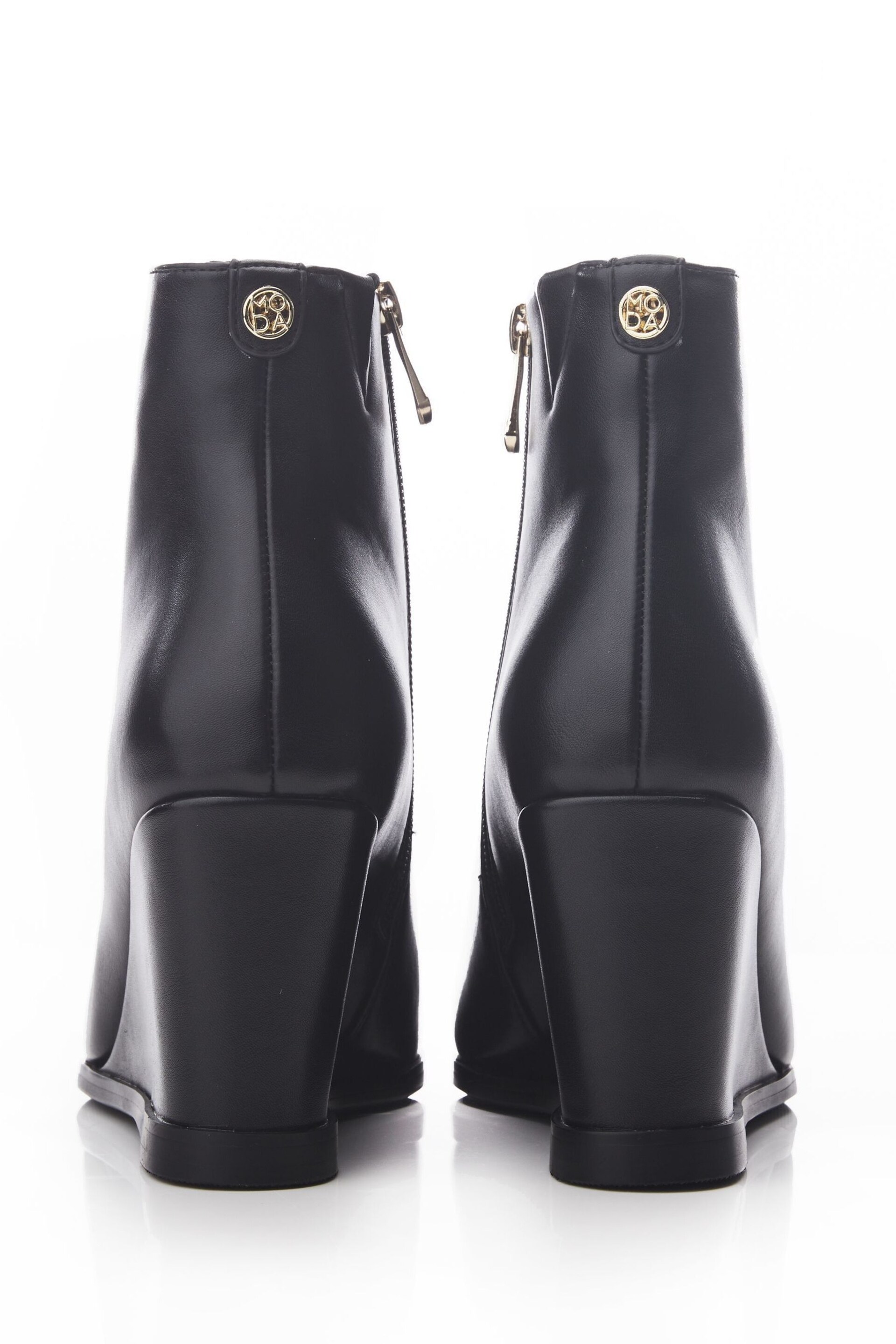 Moda in Pelle Nammie Pointed Toe Wedge Black Ankle Boots - Image 3 of 4