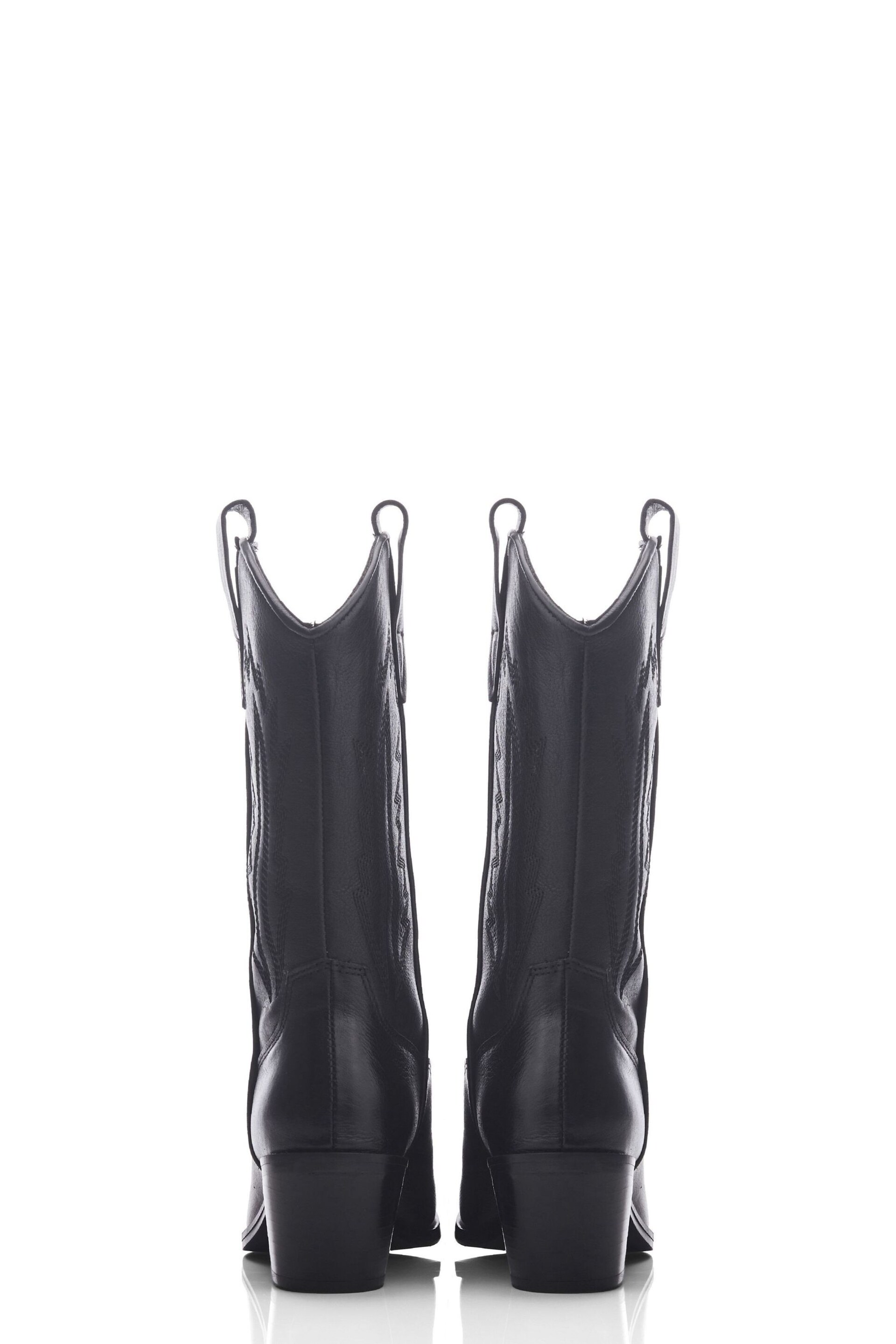 Moda in Pelle Heston Calf Height Western Black Boots - Image 3 of 4