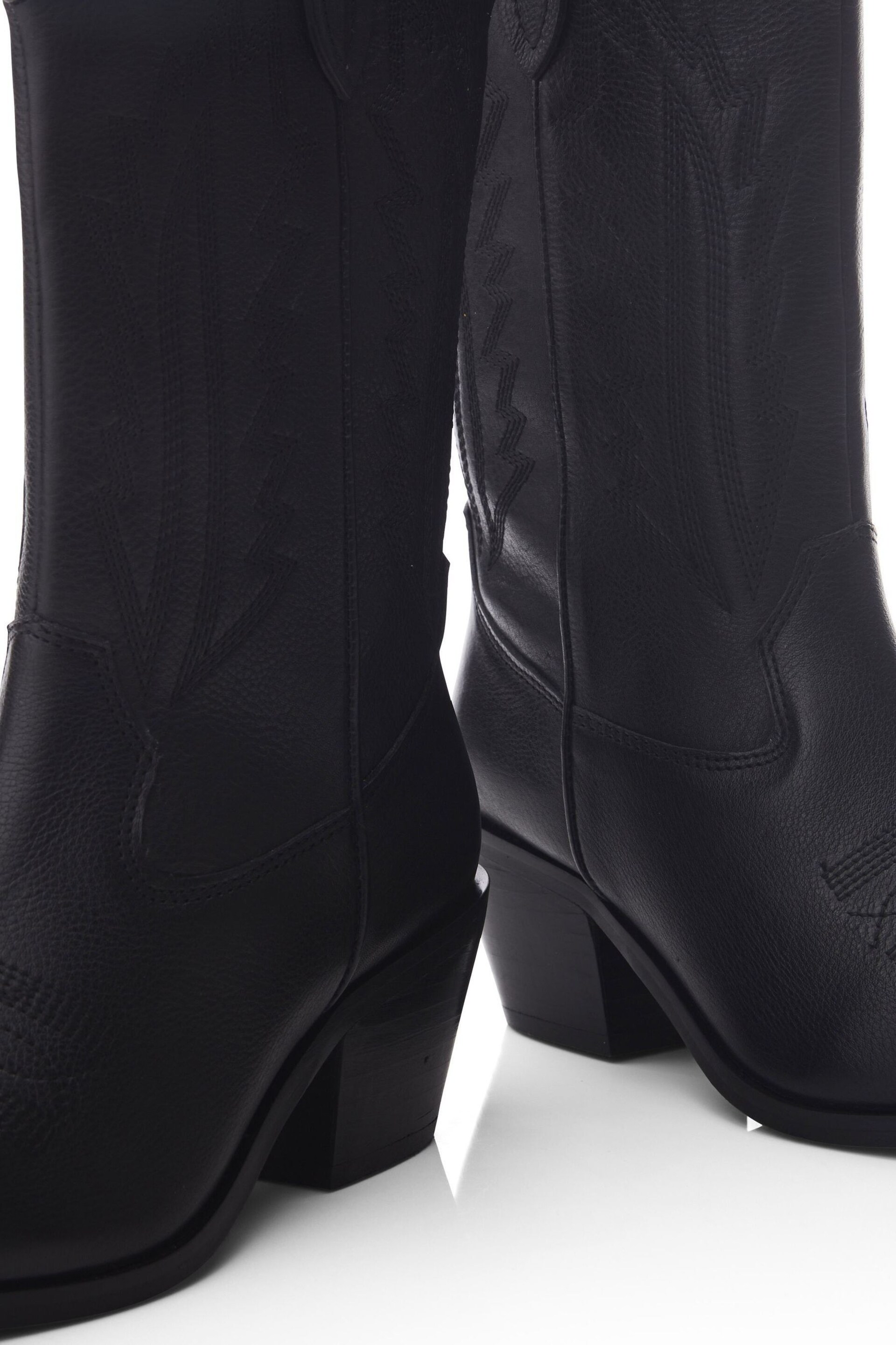 Moda in Pelle Heston Calf Height Western Black Boots - Image 4 of 4