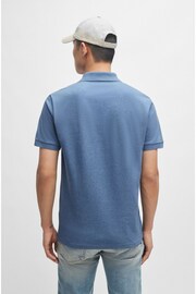 BOSS Mid Blue Slim Fit Stretch-Cotton Polo Shirt With Logo Patch - Image 2 of 4