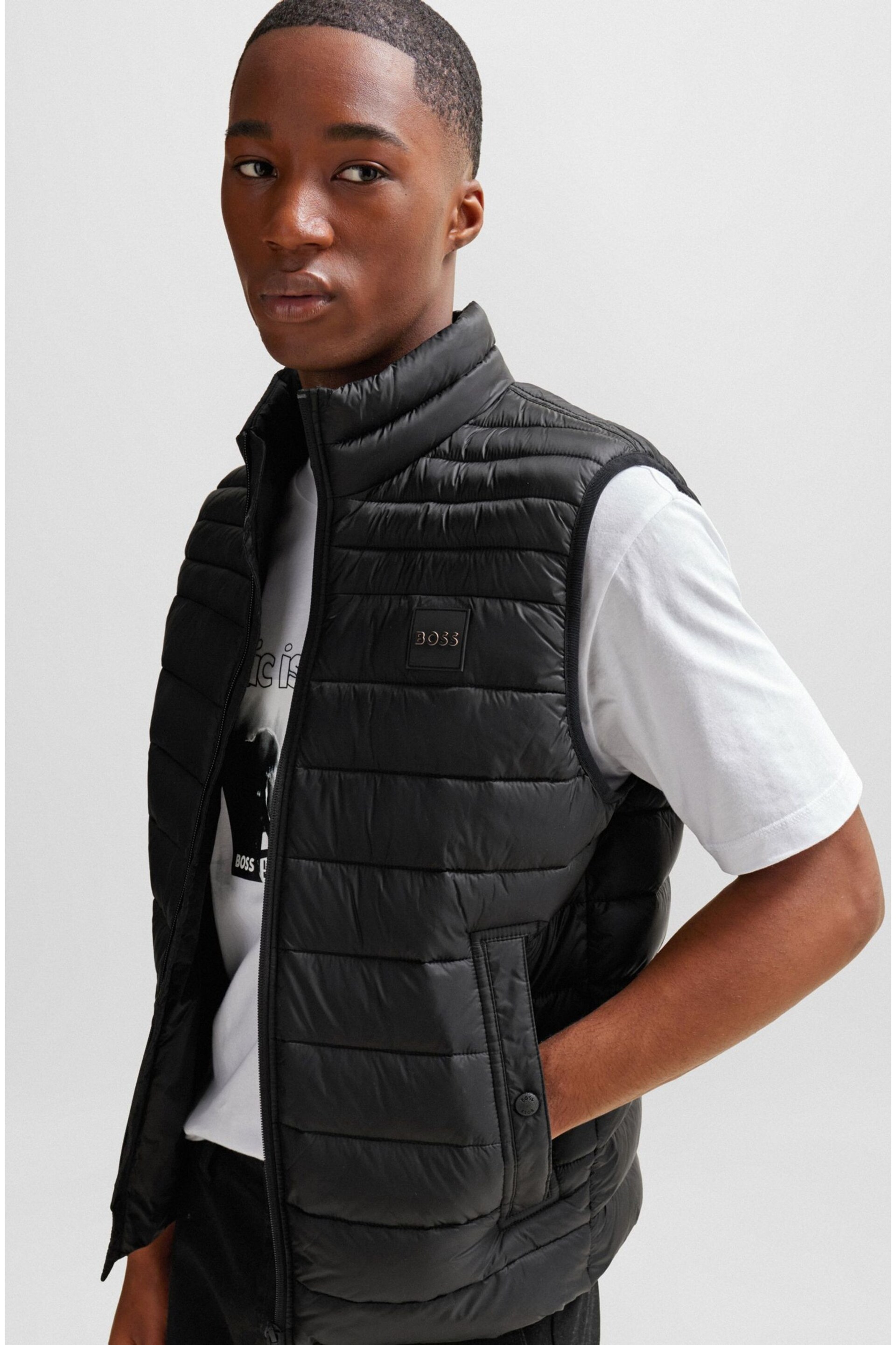 BOSS Black Lightweight Padded Gilet With Water-Repellent Finish - Image 4 of 6
