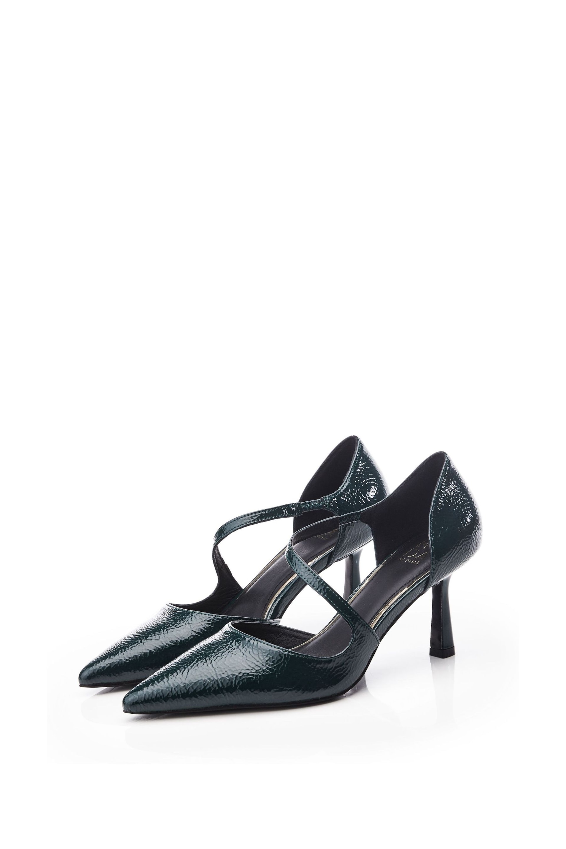 Moda in Pelle Daleiza Heeled Pointed Crossover Court Black Shoes - Image 2 of 4