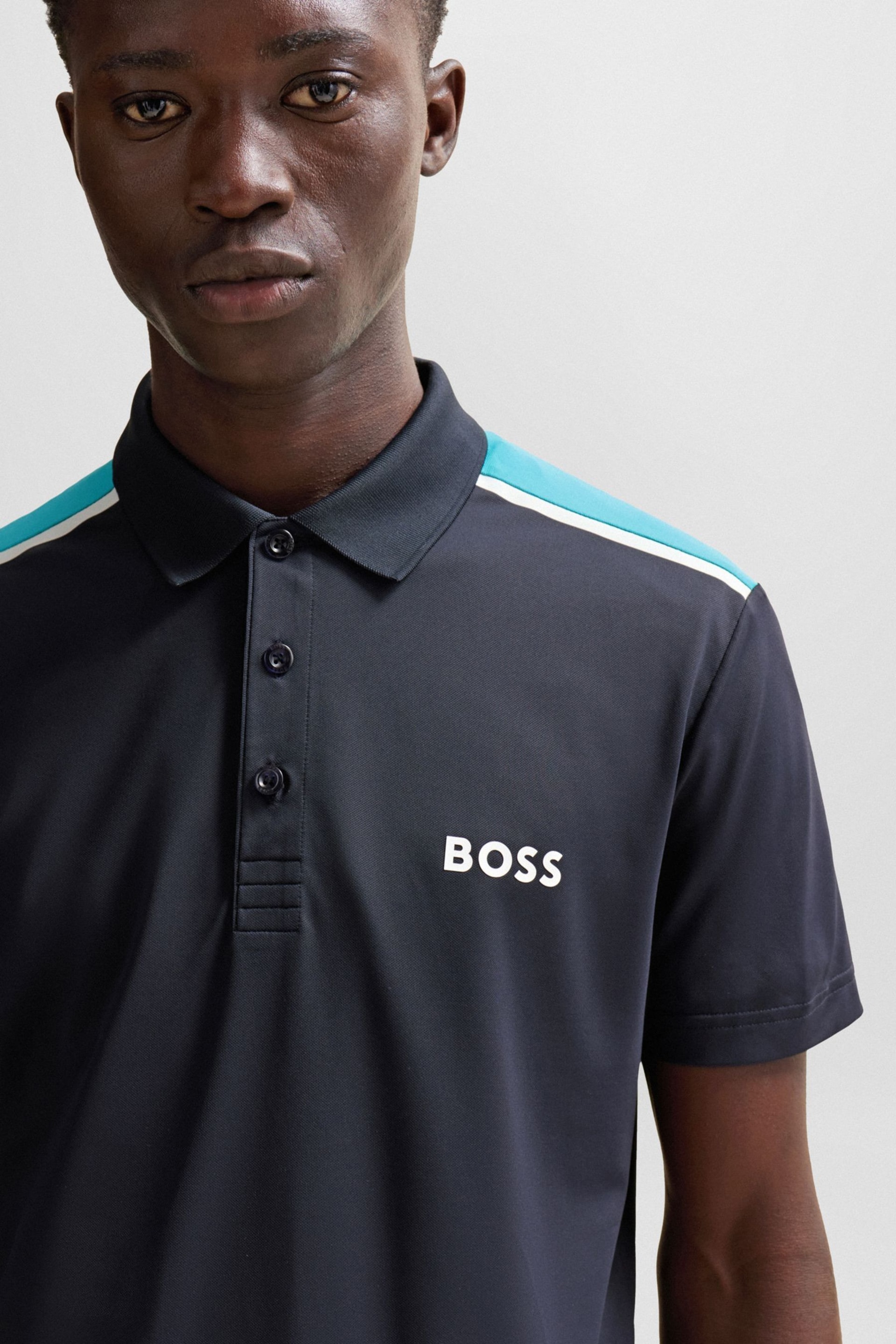 BOSS Black Performance-Stretch Polo Shirt With Contrast Logo - Image 1 of 5