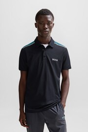 BOSS Black Performance-Stretch Polo Shirt With Contrast Logo - Image 2 of 5