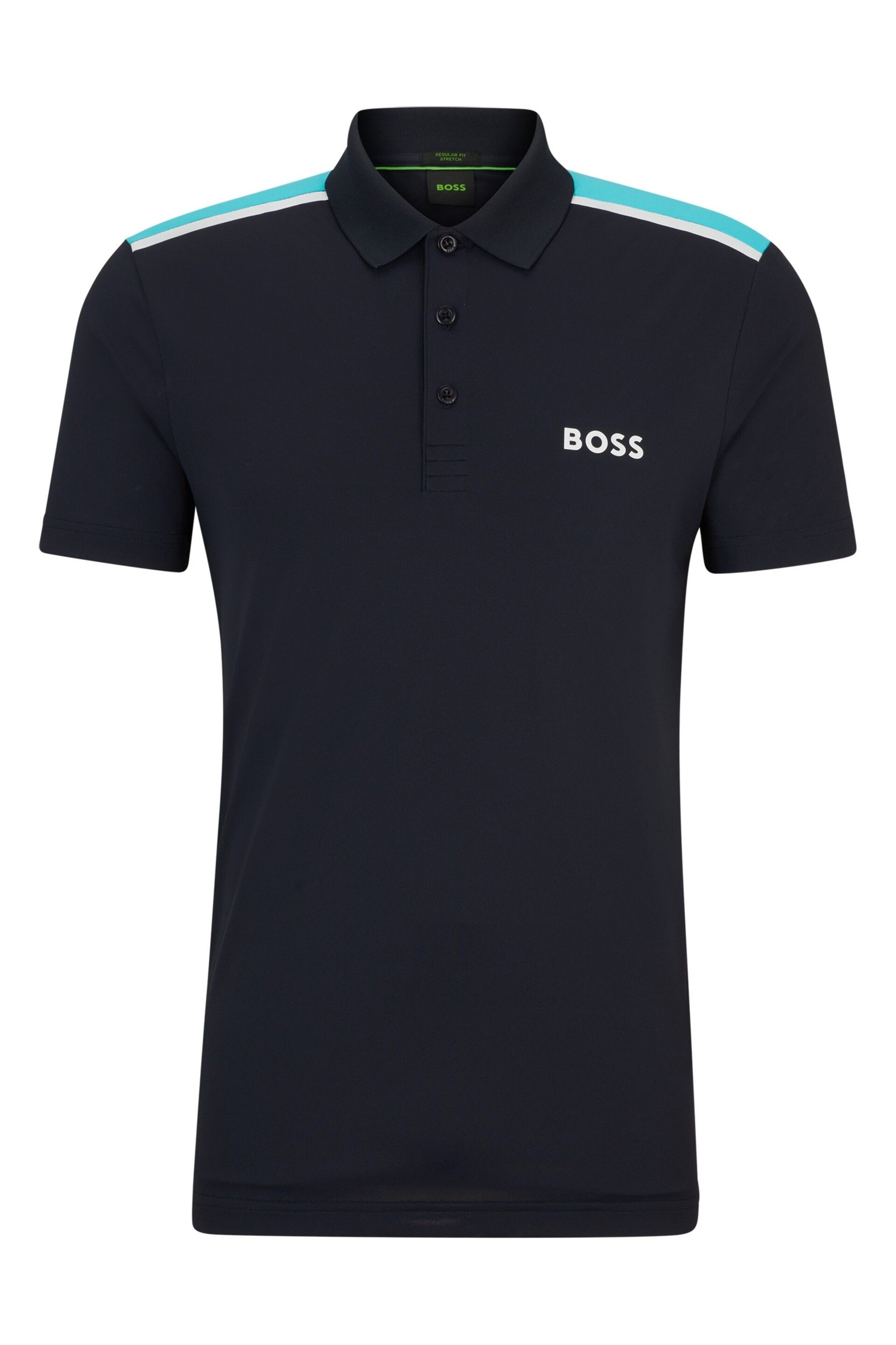 BOSS Black Performance-Stretch Polo Shirt With Contrast Logo - Image 5 of 5
