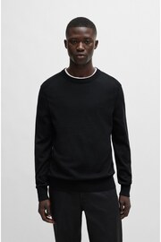 BOSS Black Crew Neck Embroidered Logo Cotton Jumper - Image 1 of 5
