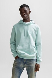 BOSS Blue Light Logo-Patch Hoodie In Cotton Terry - Image 1 of 6