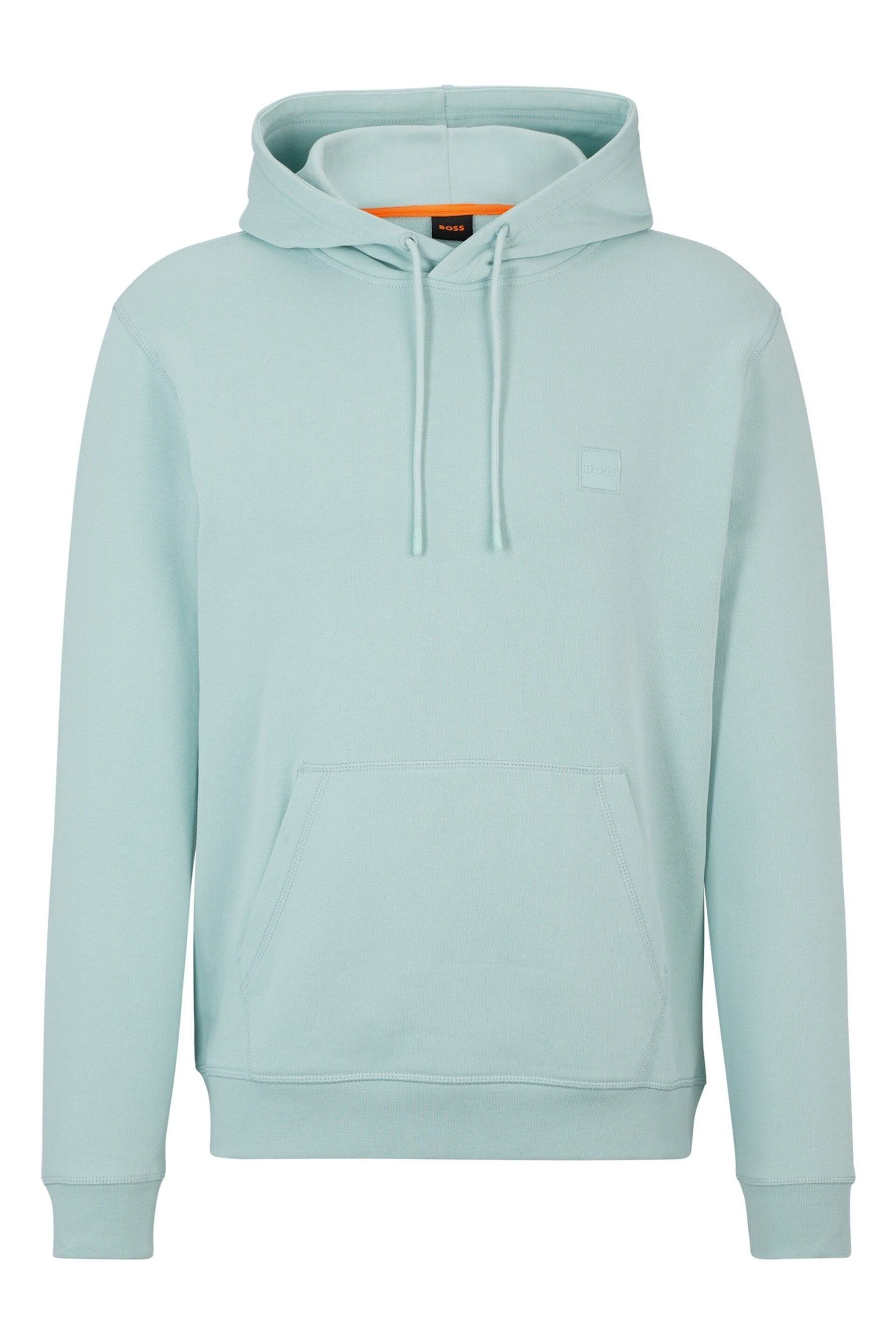 BOSS Blue Light Logo-Patch Hoodie In Cotton Terry - Image 5 of 6