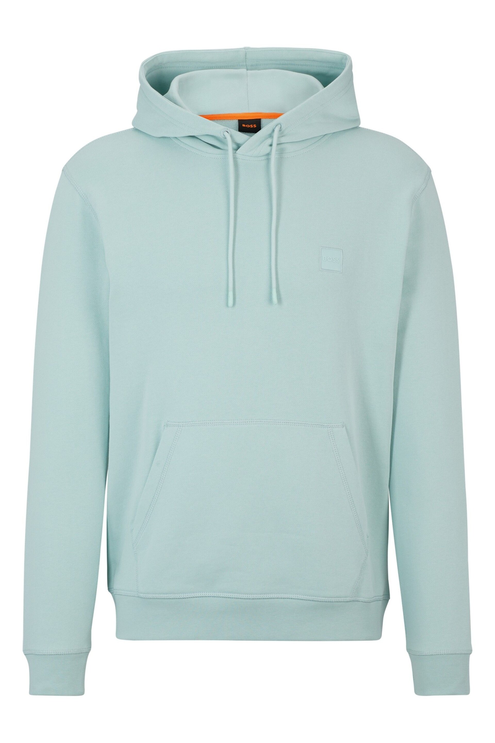 BOSS Blue Light Logo-Patch Hoodie In Cotton Terry - Image 6 of 6