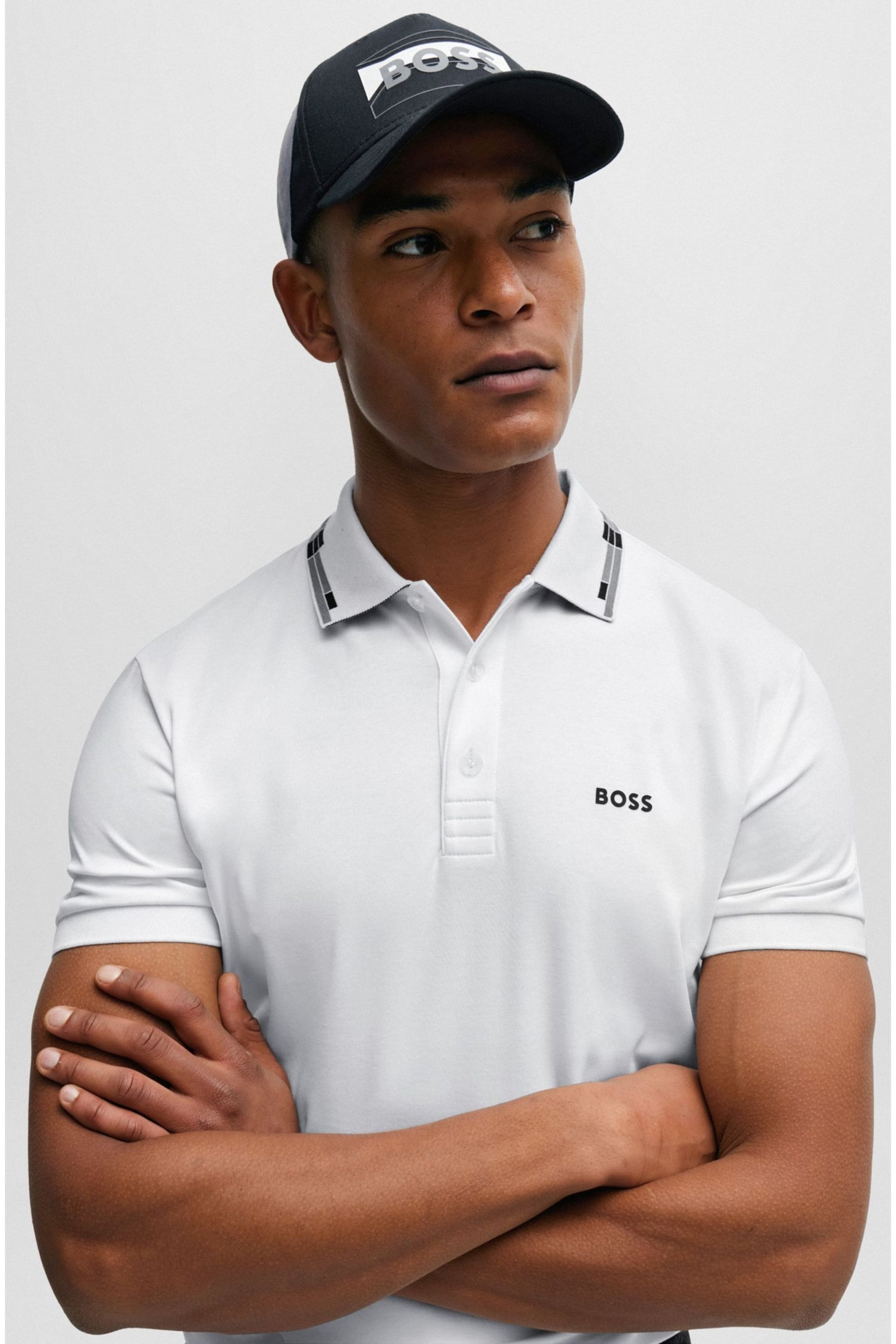 BOSS White Interlock Slim Fit Sporty Polo Shirt - Image 1 of 5