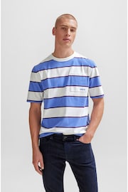 BOSS White/Purple Block Stripe Pocket T-Shirt - Image 2 of 6