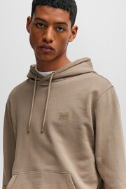 BOSS Brown Logo-Patch Hoodie In Cotton Terry - Image 4 of 5