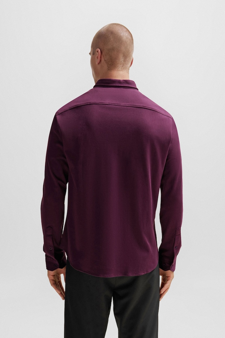 BOSS Purple Regular Fit 100% Cotton Pique Shirt - Image 2 of 6